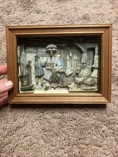 Anton Pieck Vintage Dutch Hand Cut Paper Framed 3d Shadow Box Art Book Shop