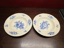 Boch Frères Rhodia Deep Plate Set of 2 9.5 Diameter Made In Belguim Blue White