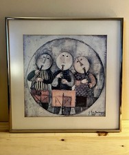 Framed 1973 G. Rodo Boulanger Lithograph “Three Musicians” Repro 16”x16” w/frame