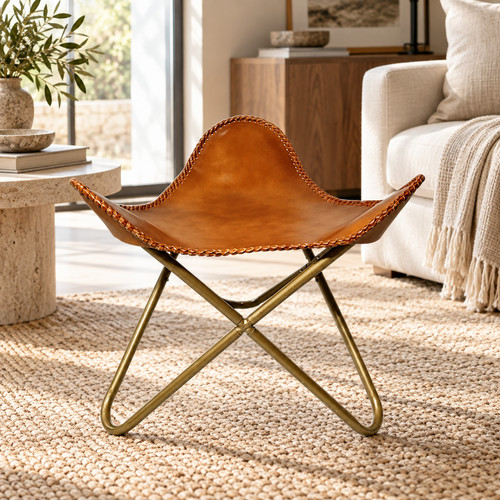Parrys leather world ottoman - world,