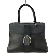 Auth DELVAUX Brillant MM Black Leather Handbag