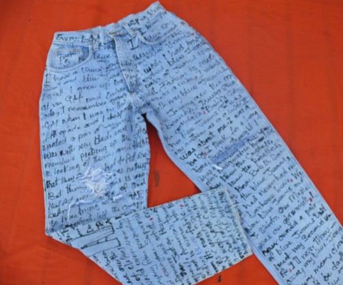 Woman jeans pants - woman, painted