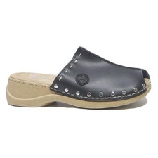 RIEKER Mule Sabot Cuir Noir