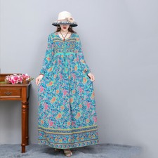 Femme Floral Robe Longue Coton