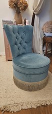 Fauteuil crapaud velours bleu
