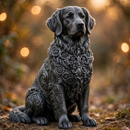 Statue golden retriever - golden,
