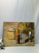 Still Life Painting On Wood Signed By M. De Rosier 1975 Not Framed 22” X 17”