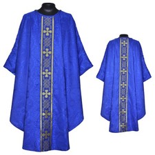 Bleu foncé Chasuble Clergé Gothique Vestment &Stole,Chasuble...
