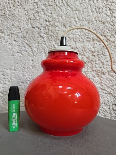 Suspension verre opaline - , rouge