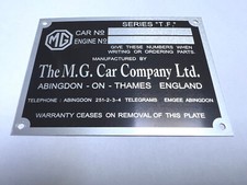 Plaque constructeur MG -