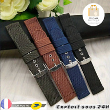 Bracelet Montre Tissu Toile Nylon sport Vert - Noir - Bleu 18 20 22 24 mm