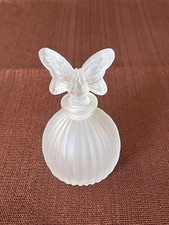 Antique Empty Frosted Glass Butterfly Perfume Bottle Small