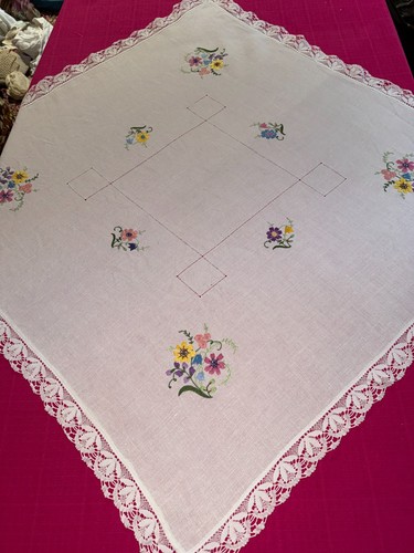 Belle nappe ancienne - en, lin