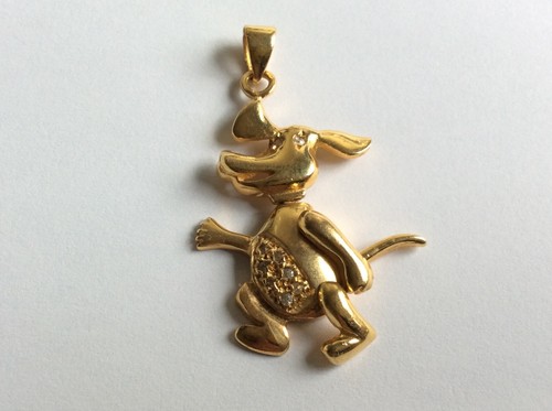 Pendentif chien plaqué - chien, or