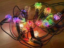 Vintage 80’s Noël Guirlande Électrique Lumineuse Diamants 20 Lampes CLIGNOTANTE