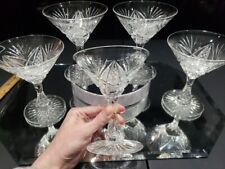 (5) Cocktail Champagne Glasses c.1904 Crystal Val Saint lambert #3165/17 cut