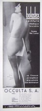 PUBLICITÉ DE PRESSE 1935 BOLASTEX CEINTURE ÉLASTIQUE OCCULTA SANS CAOUTCHOUC