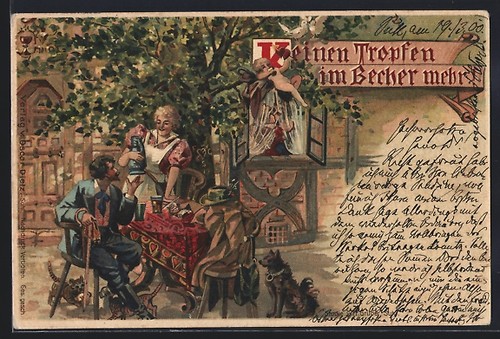Lithographie serveuse offre - , du
