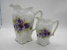 PAIR OF LIMOGES OR PARIS PORCELAIN PURPLE DECOR MILK JUG JUG JUG