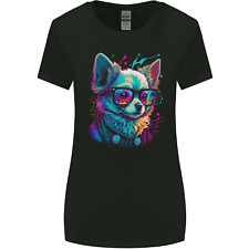A Cute Chihuahua With Glasses Dog Womens Wider Cut T-Shirt