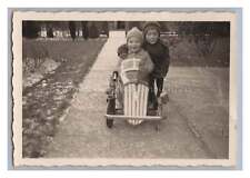 2 boys with vmtl. Ferbedo Pedal Car - Kids Toy - Vintage Photo 1930s