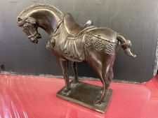 bronze ancien À Patine Brune Cheval Dynastie Tang , Chine ,début XXè (25x28 cm)