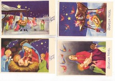 REF AF NOEL II -2- ENSEMBLE DE 4 CARTES POSTALES ANCIENNES kitsch "joyeux noel "