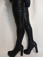 Bottes Cuir Artificiel Noir, Gr. 40 - 47 Rv , Neuf, 11 CM Talon, Longueur 88 Pl