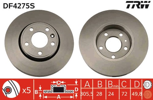 Disque frein avant trw - frein,