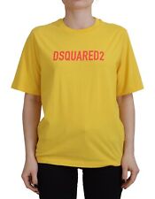 T-Shirt DSQUARED2 Jaune Imprimé Logo En Coton Col Rond Easy IT38/US4/XS 300usd