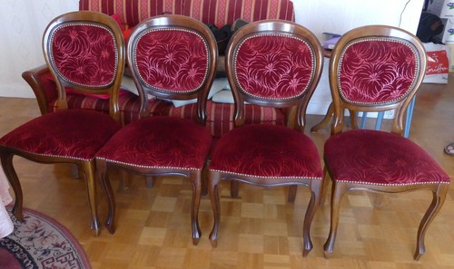 Chaises velours vintage 1980 - chaises,