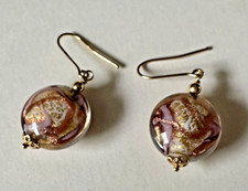 MURANO PAIRE DE BOUCLE D'OREILLE MONTÉ EN OR MASSIF 18 CARATS 750.