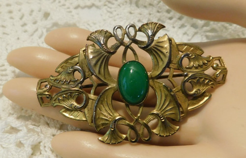 Art nouveau brooch green - nouveau,