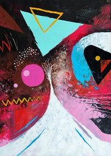 Peinture abstraite  - Ablution - Art contemporain signé décoration murale rouge