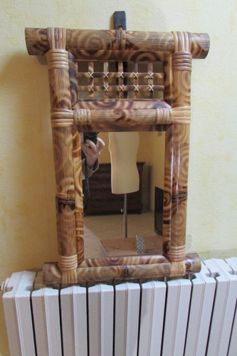 Miroir bambou osier tressé - bambou,