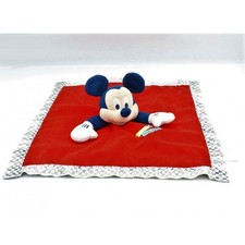 Doudou plat Mickey bleu rouge