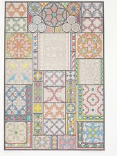 GREY VITRAILS MIDDLE AGES ROOT LITHOGRAPH Decorative Art Deco 1870