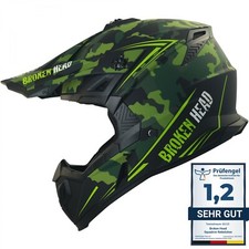 Broken Head Casque Cross Escadron Rebelution Camouflage-Grün