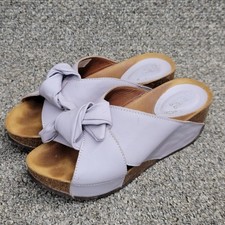 Sergio Tomani Slip On Wedge Sandal Slides Size 38  Women's Lilac Leather