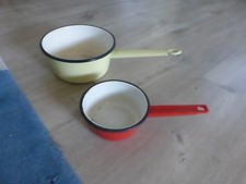 lot 2 anciennes casseroles emailée cuisine deco chalet french antique