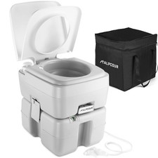 ALPCOUR PORTABLE TOILET COMMODE W/ TRAVEL BAG FOR CAMPING RV BOAT - WHITE