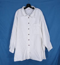 NWOT ULLA POPKEN White TWILL Button-Up OVERSIZED FIT Pocket SHIRT/TOP Sz 32/34
