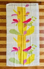VINTAGE 1960s KNOLL SILKY ACETATE FABRIC TEXTILE WOLF BAUER COLLAGE SCARF BANNER