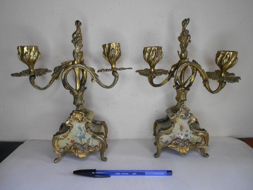 Paire chandeliers bronze