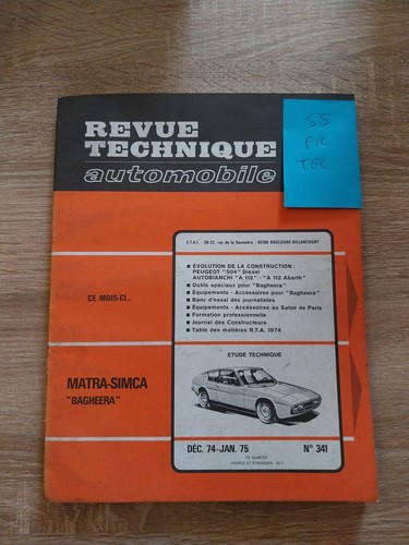 Revue technique matra simca - technique,