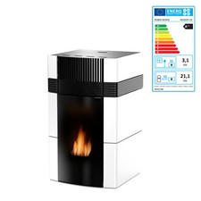 Woody Poêle À Granulés À Eau 24 kW En Céramique Blanc Chauffage