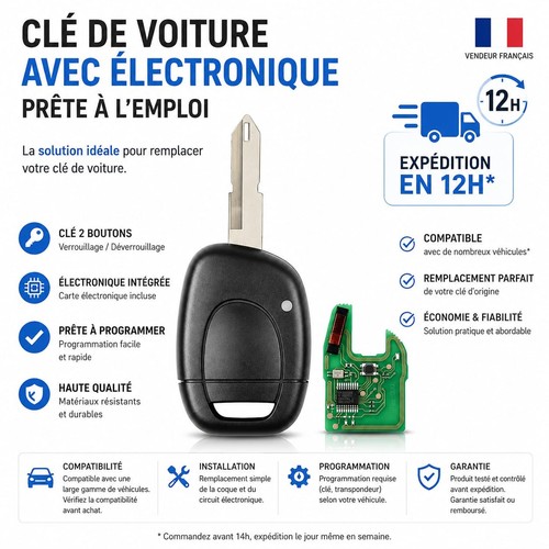 Clé bouton pour renault - 1,