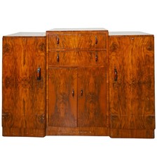 Art Deco English Burr Walnut Sideboard, Server.