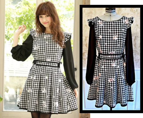 Liz lisa houndstooth floral - houndstooth,