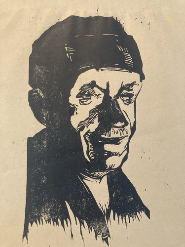 Gravure bois portrait homme - bois,